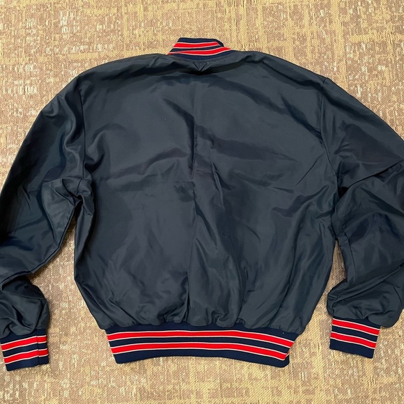 Vintage HOLLOWAY bomber jacket. XL navy blue with red accents. - Picture 4 of 4